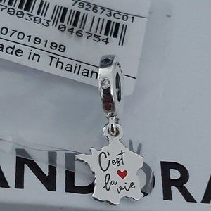 AUTH PANDORA STERLING SILVER *FRANCE EXCLUSIVE* "C'EST LA VIE " Charm